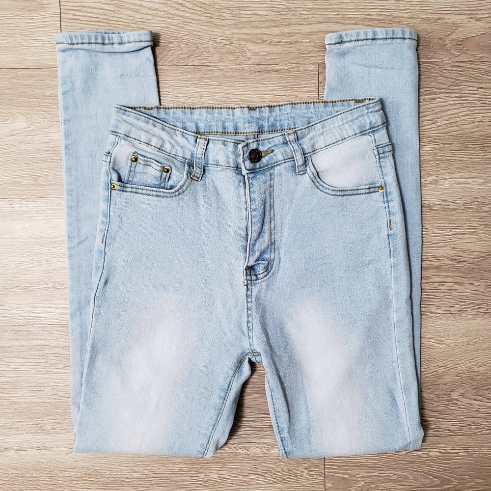 SHEIN skinny jean size Small high rise waist light blue denim stretch Spring